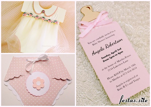 Convites de Chá de Bebê modelos rosa