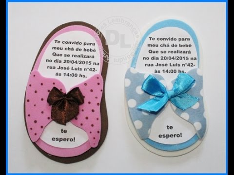 Convites de Chá de Bebê de gêmeos no formato de sapatinhos rosa e azul