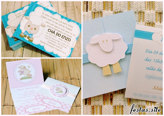 Convites de Chá de Bebê ovelhinha modelos