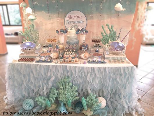 Festa Fundo do Mar sereia decorada com conchas