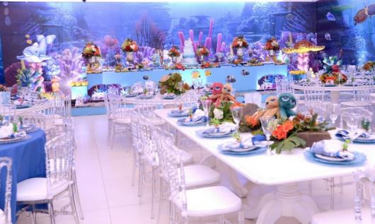 Festa Fundo do Mar de luxo de luxo com painel realista do fundo do mar