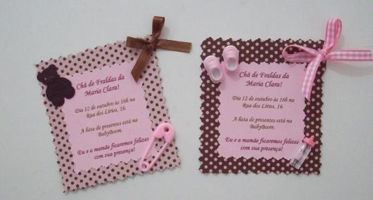 Convites Chá de Bebê Com Tema Rosa e Marrom para Menina