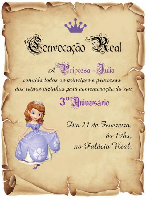 convite criativo Princesa Sofia