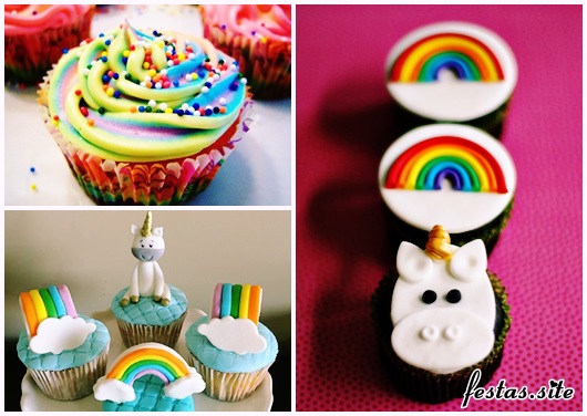 Cupcake de Unicórnio modelos de arco-íris
