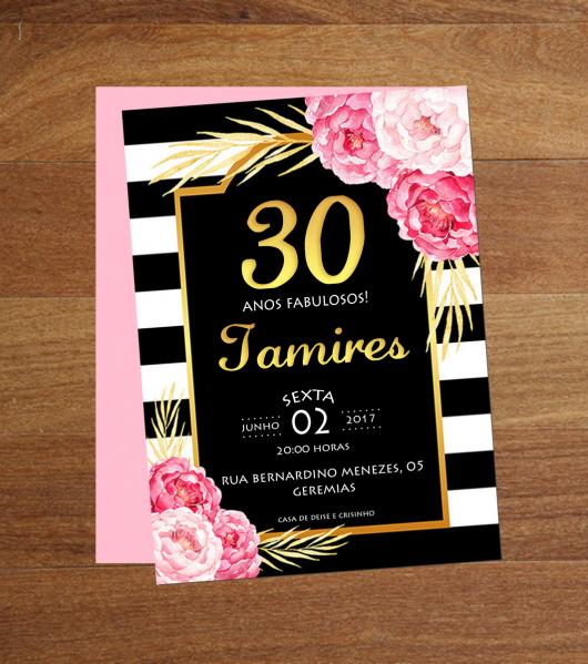 Convite simples para comemorar 30 anos de vida