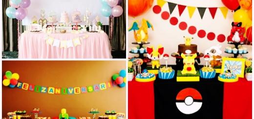 Decoração Simples de Aniversário modelos infantis jardim, pokémon e lego