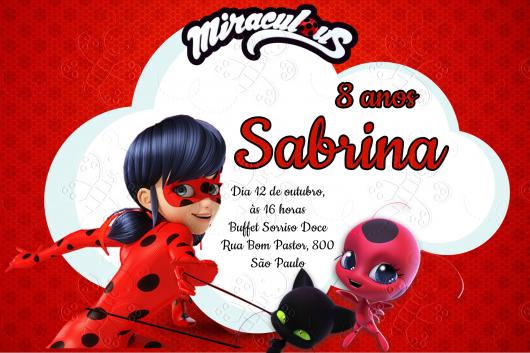 Convite Caixa Fundo Miraculous Ladybug - Fazendo a Nossa Festa