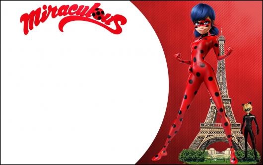 Convites Ladybug com Cat Noir na Torre Eiffel para imprimir grátis 