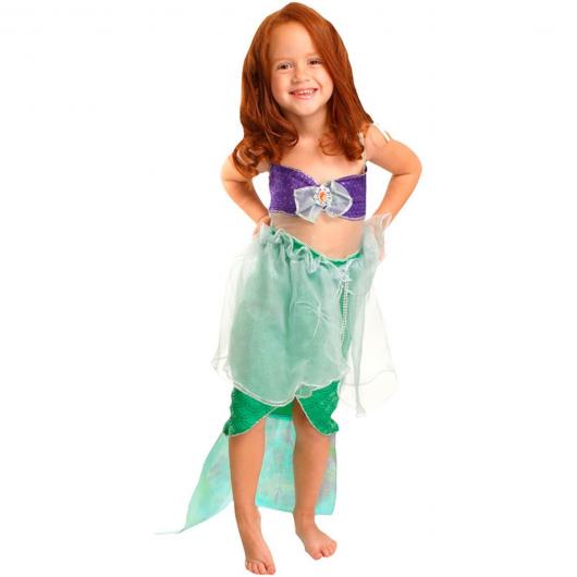Fantasia Ariel Infantil com blusinha roxa