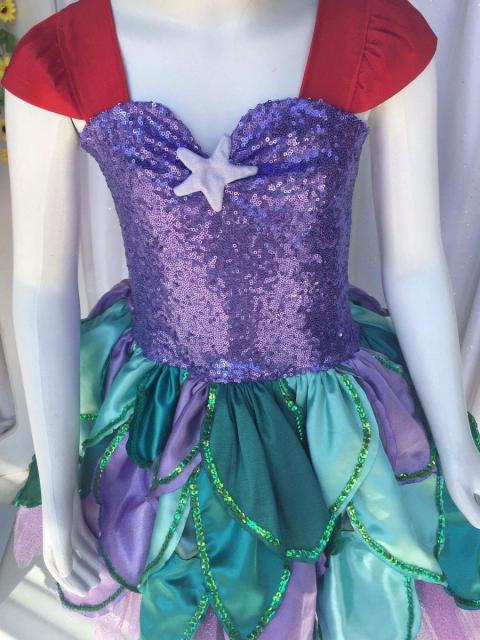 Fantasia Ariel luxo com paetê