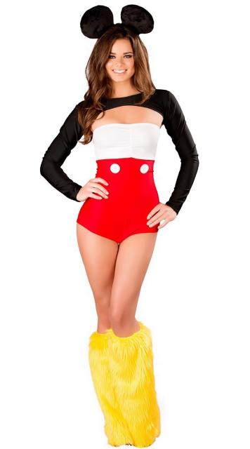 Fantasia do Mickey Luxo para mulher com short curto vermelho de cós alto
