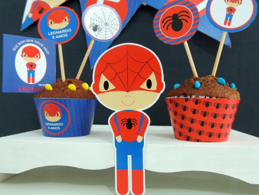 Festa Homem-Aranha Baby cupcakes com toppers