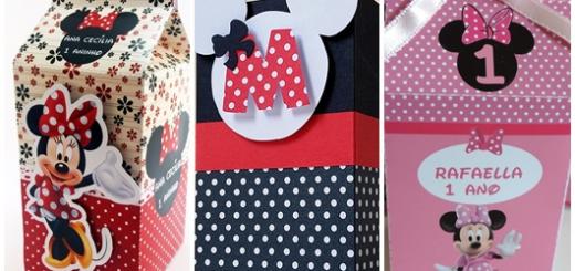 Lembrancinhas com Caixa de Leite modelos da Minnie
