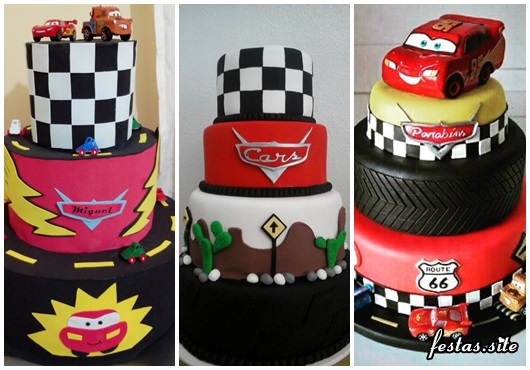 Bolo carros Mcqueen, Topper, Redondo, Chantilly, Bico chuveirinho, 2  kg, 20 fatias