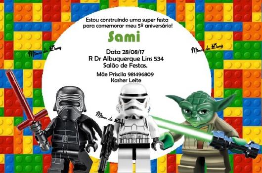 convite star wars infantil lego