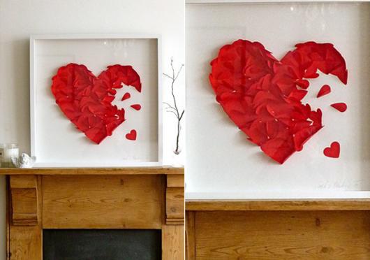 Decoração Dia dos Namorados de papel quadro com coração