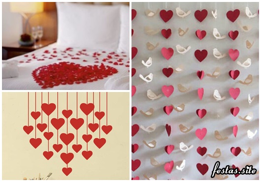 Decoração Dia dos Namorados simples cortina de coração