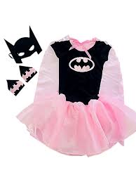 Fantasia Batgirl infantil com saia de tule rosa e preta