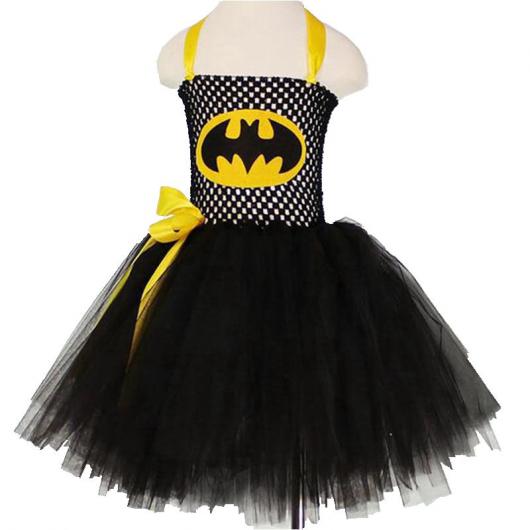 Fantasia Batgirl infantil com saia de tule e estampa de poá