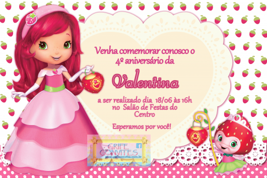 Festa da Moranguinho convite cartão