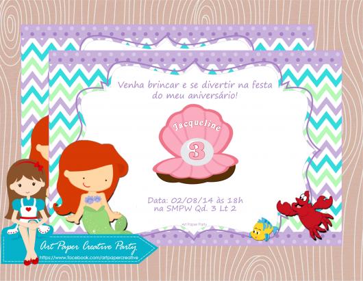 Festa Pequena Sereia convite cartão baby