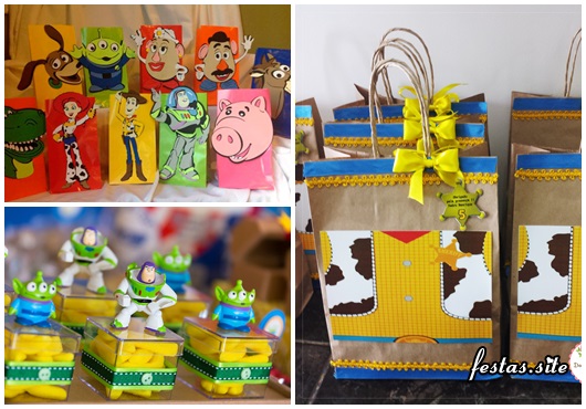 Festa Toy Story modelos de lembrancinha saquinho surpresa, sacolinha de doces e caixinha de acrílico personalizada
