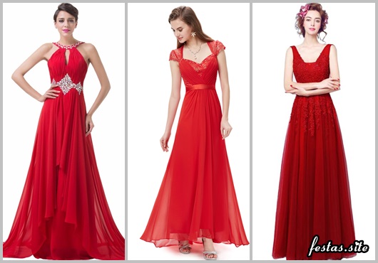 Vestido de Formatura Vermelho modelos longos
