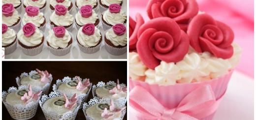 Cupcake para Casamento com rosas