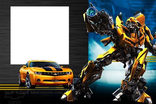 Festa Transformers convite cartão com carro amarelo