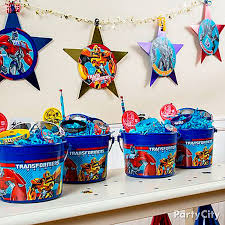 Festa Transformers lembrancinha balde personlaizado com doces