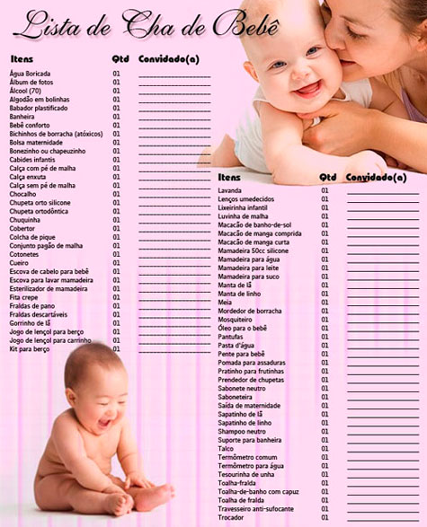 Lista de Chá de Bebê – Modelos para Imprimir & Dicas para Fazer a Sua!