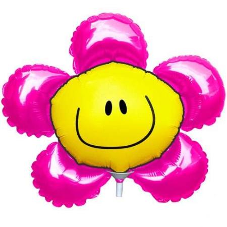 Balões Metalizados no formato de flor rosa