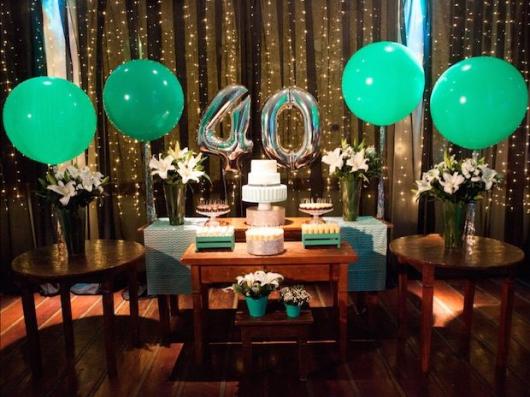 Balões Metalizados decoração de aniversário de 40 anos