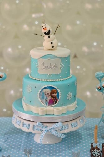 Bolo de Aniversário Infantil da Frozen com pasta americana