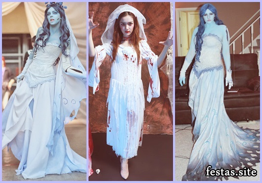 Fantasia Noiva Cadáver modelos com vestido longo