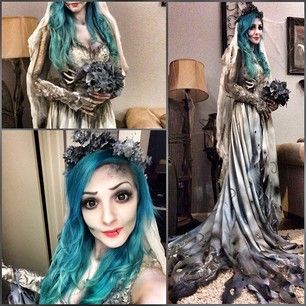 Fantasia Noiva Cadáver com vestido realista