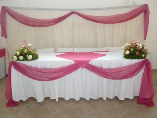 Toalha de mesa para festa de casamento branca e rosa