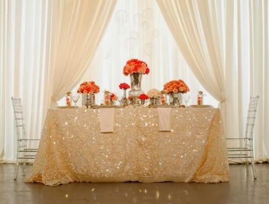 Toalha de mesa para festa de casamento dourada