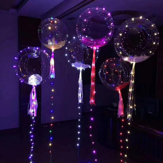 Balões de LED transparentes para festas noturnas