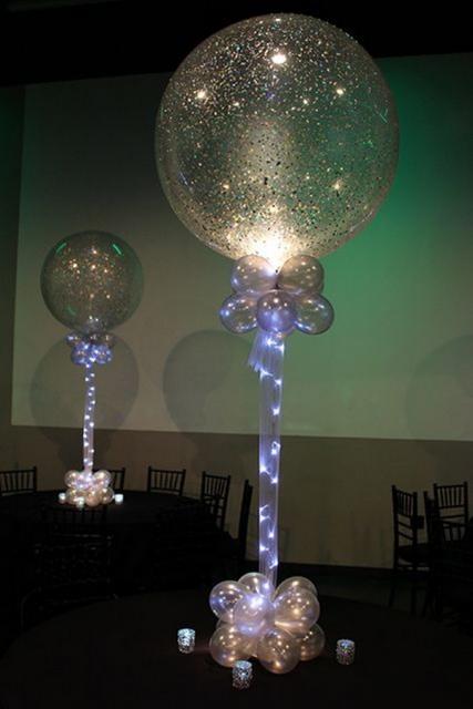 Balão transparente com glitter e led para iluminar a noite!