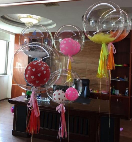 Os balões internos podem ser estampados ou somente coloridos
