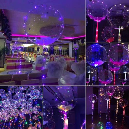 Opções de decoração com balão transparente de LED