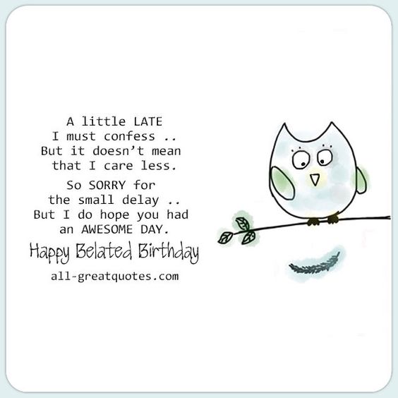 Desenho de coruja com mensagem de aniversário.