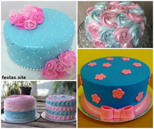 bolo azul e rosa