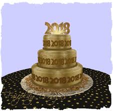 Bolo de Ano Novo com 3 andares dourado