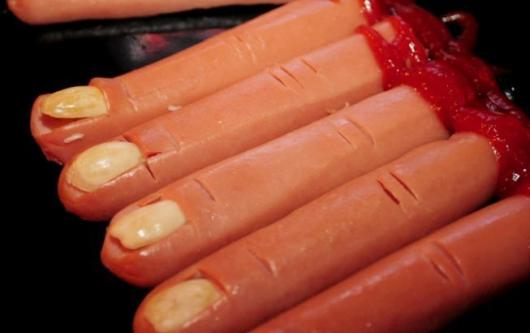 Comidas de Halloween: dedos de salsicha 