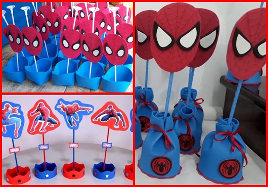 Enfeite de Mesa inspirações para Festa Homem-Aranha