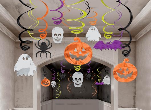 Enfeites de Halloween de Papel: apliques com fantasma, caveira e abóbora 