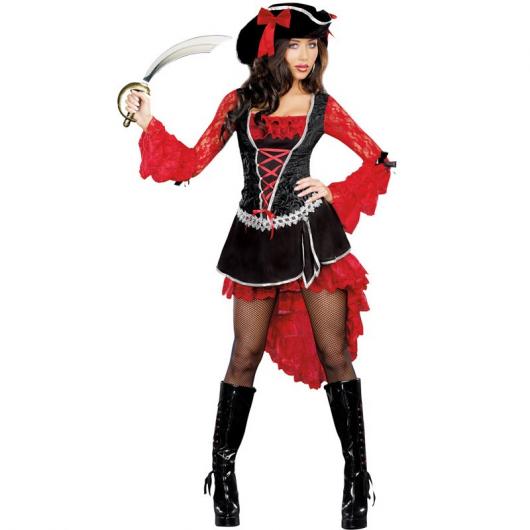 Fantasia de Halloween feminina de pirata