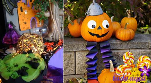 Festa de Halloween decoração com abóbora decorada